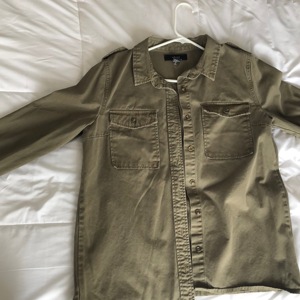Army green button up jacket
